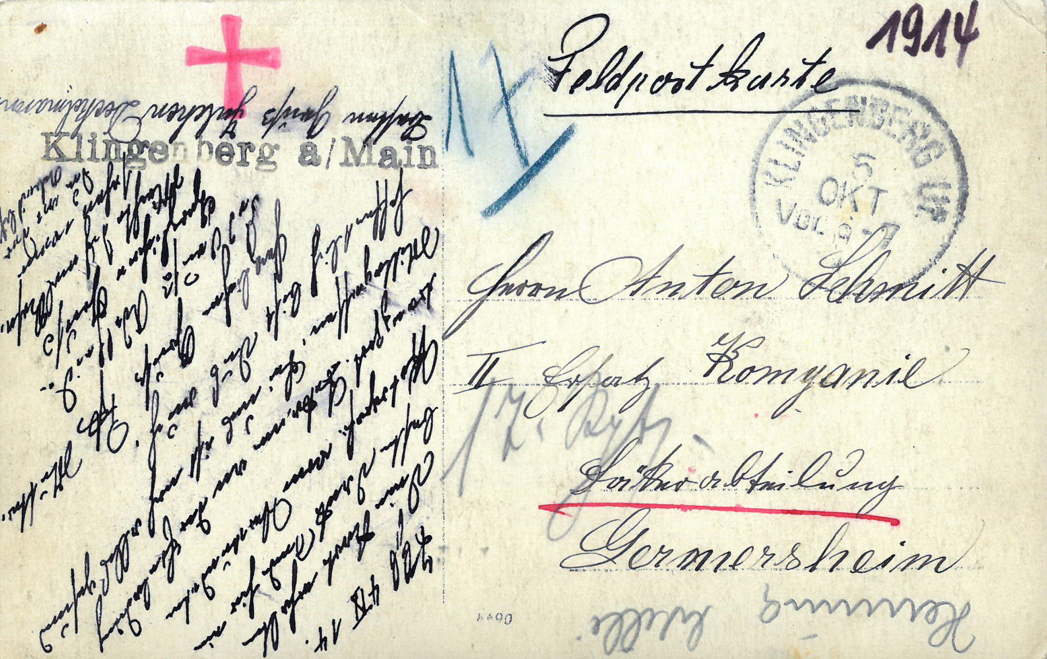 Feldpostkarte vom 04.09.1914 - Rückseite