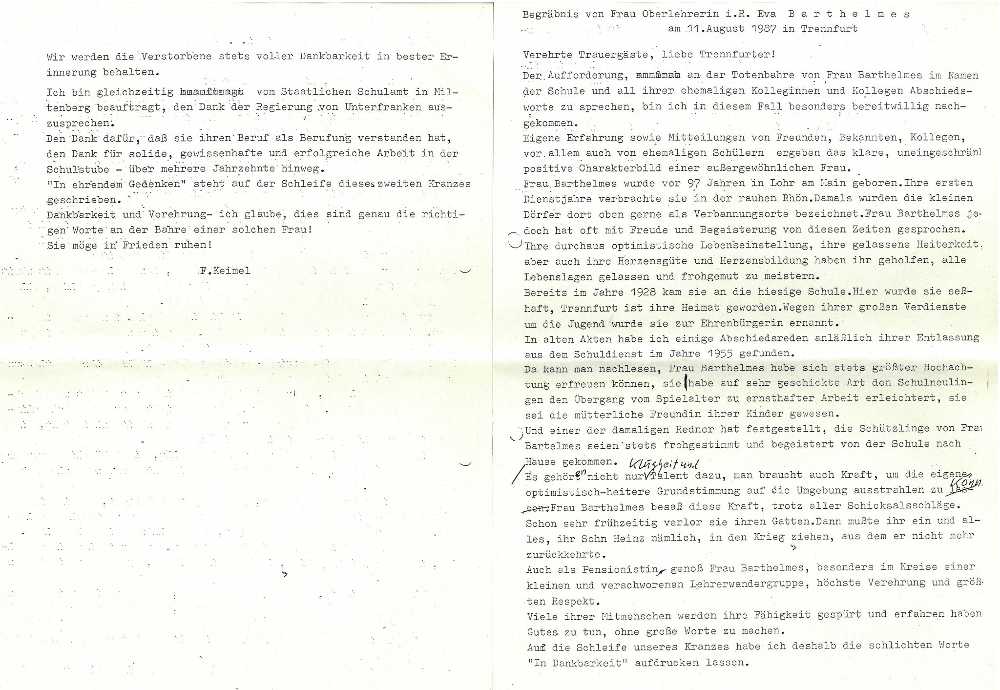 Trauerrede für Eva Berthelmes