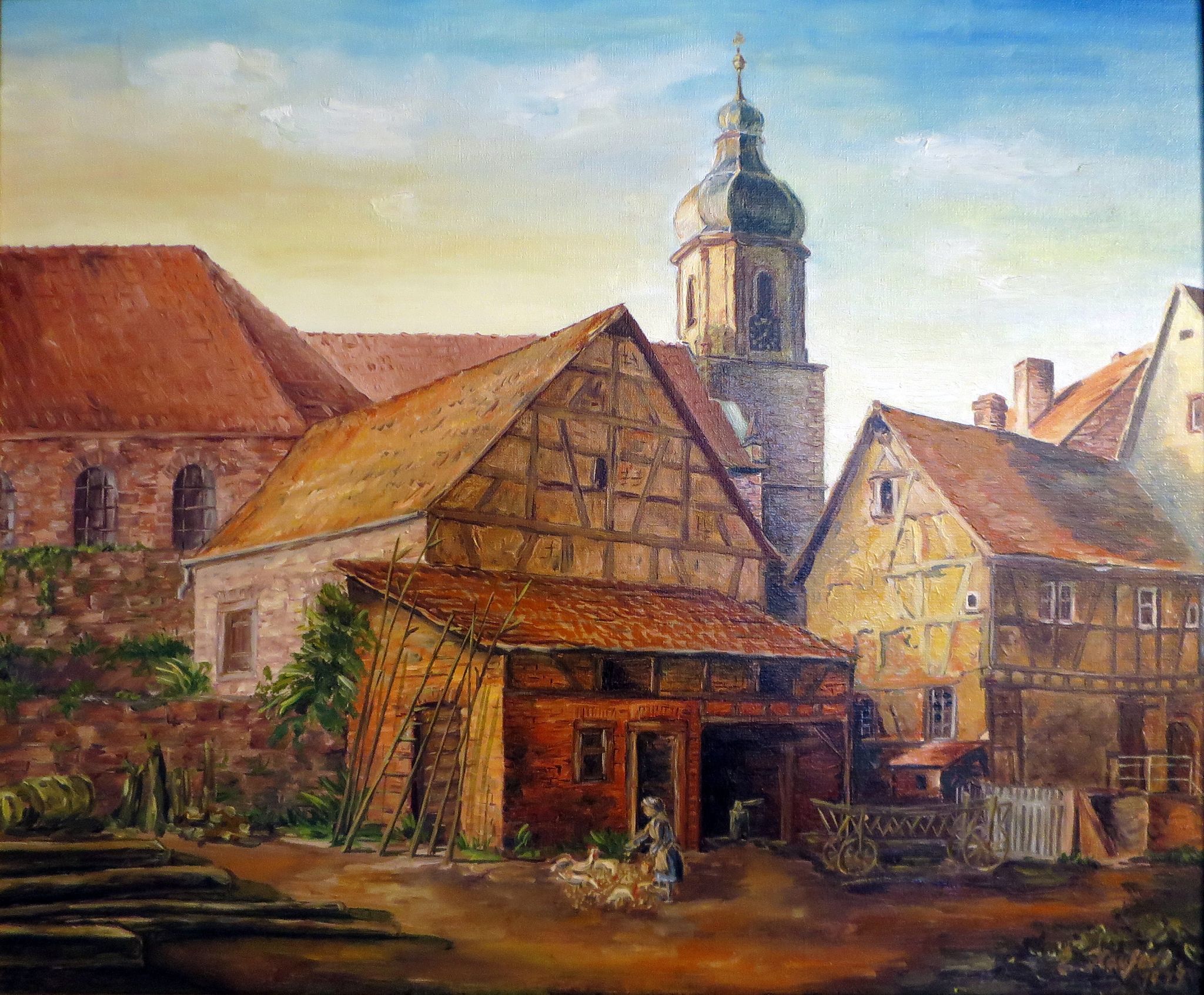 Gemälde der Kirche von der Grabengasse aus