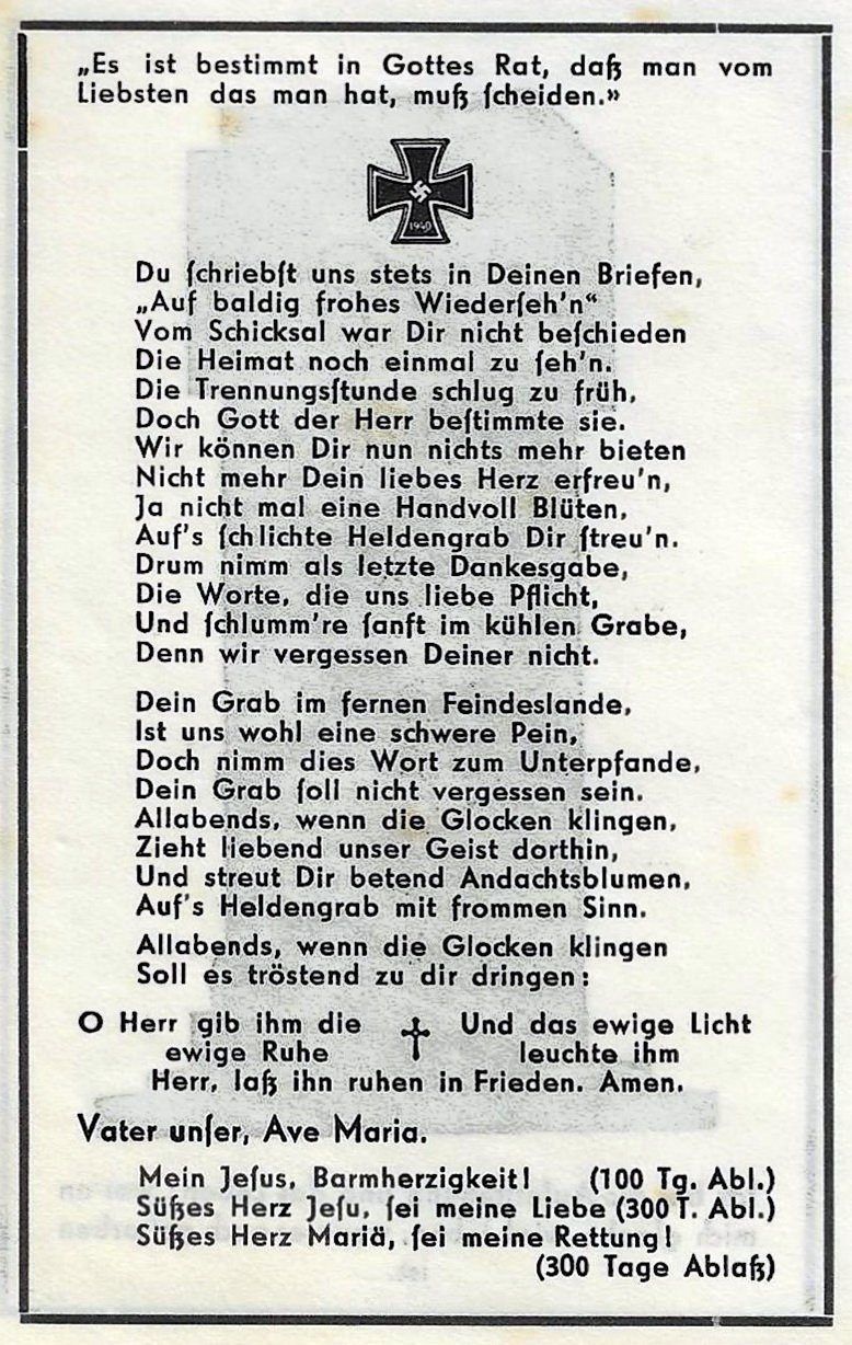 Gebet für die Gefallenen