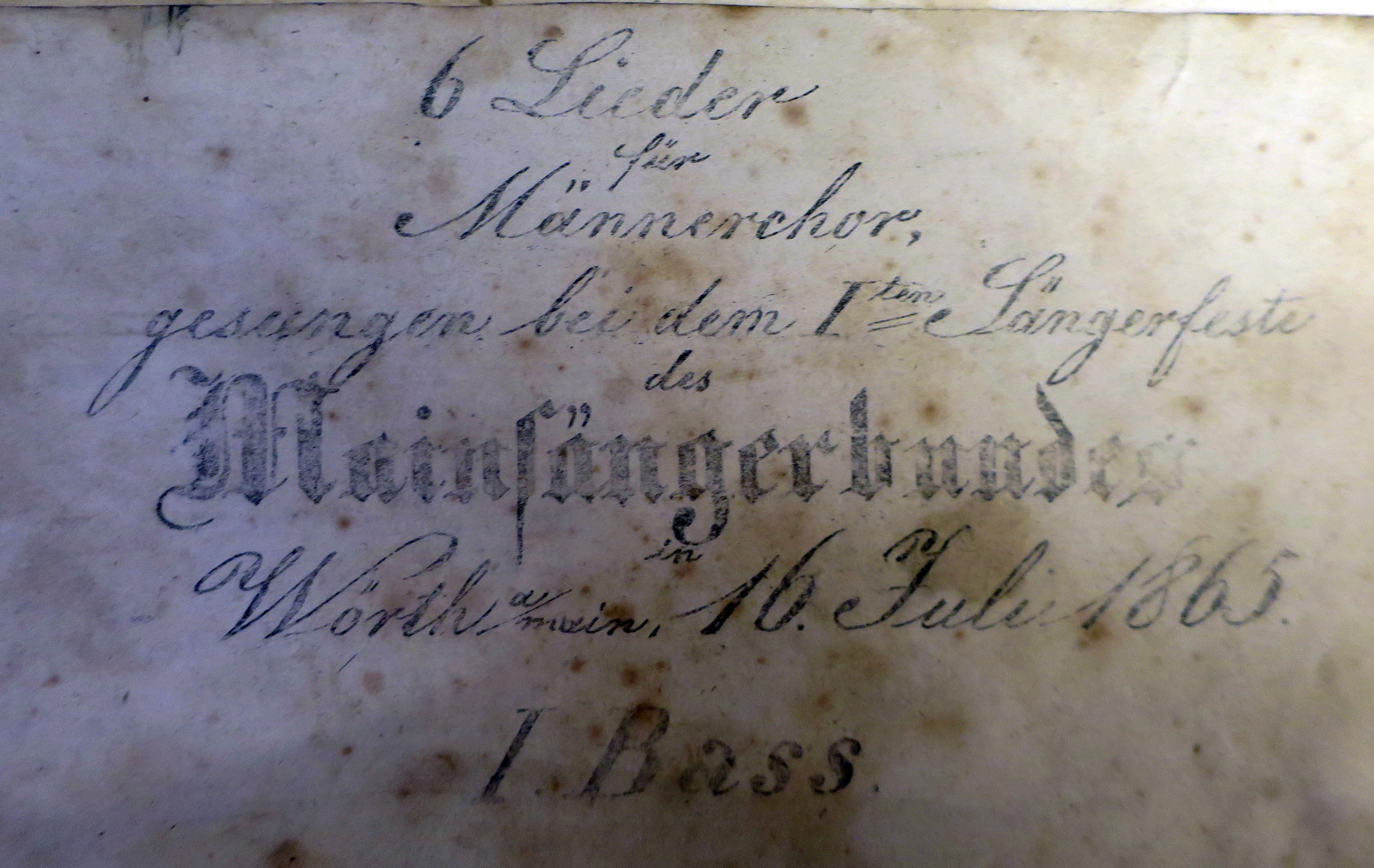 Titelseite eines Liederheftes 1865